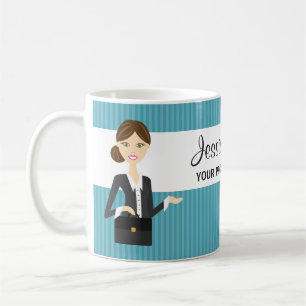Mug Illustration d'une femme d'affaires brune mignonne