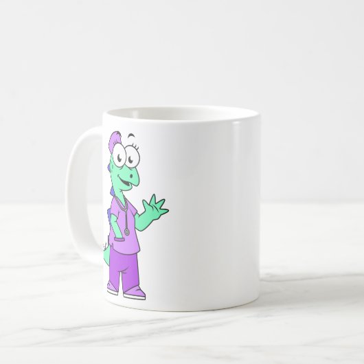 Mug Illustration D'Une Infirmière Stegosaurus. (Devant gauche)