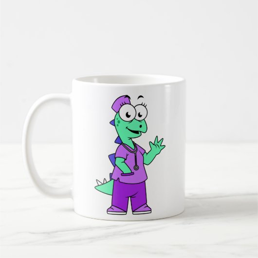 Mug Illustration D'Une Infirmière Stegosaurus. (Gauche)