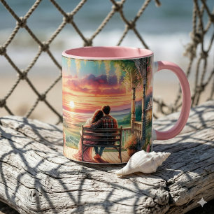 Mug Illustration d'une vue romantique sur un porche au