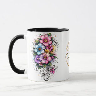 Mug Illustration élégante de bouquet de fleurs vertica