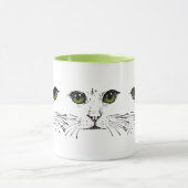 Mug Illustration en Chat Noir Visages Bright Green yeu (Centre)