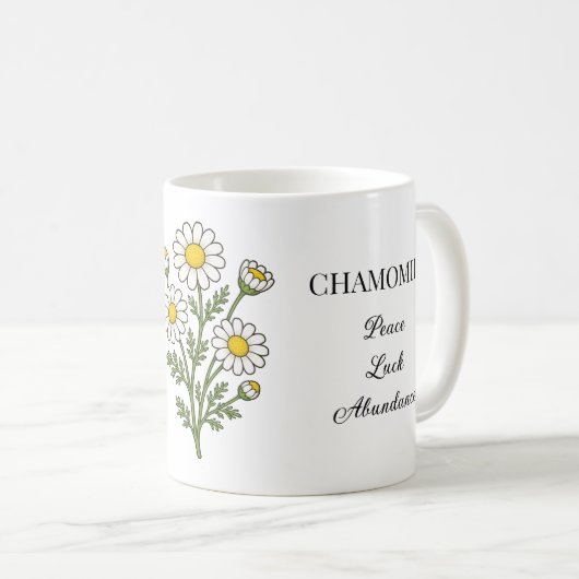 Mug Illustration et utilisations de la camomille (Devant droit)