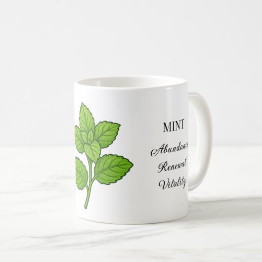 Mug Illustration et utilisations de la menthe (Devant droit)