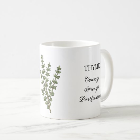 Mug Illustration et utilisations de l'herbe de thym (Devant droit)