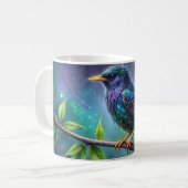 Mug Illustration européenne de l'oiseau de Starling Mu (Devant gauche)