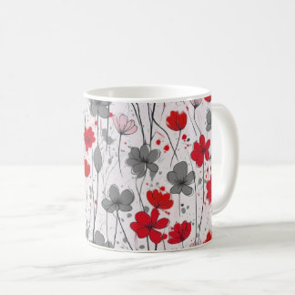 Mug Illustration florale, fleurs sauvages abstraits, m