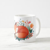 Mug Illustration Florale Renard Endormi Mignonne (Devant droit)