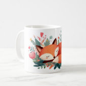 Mug Illustration Florale Renard Endormi Mignonne (Devant gauche)
