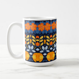 Mug Illustration florale rétro audacieuse en orange