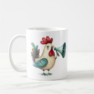 Mug Illustration folklorique de poulet ou coq Whimsica