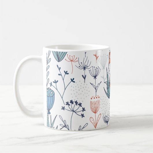Mug Illustration forestière de l'enfant, renards et fl (Gauche)