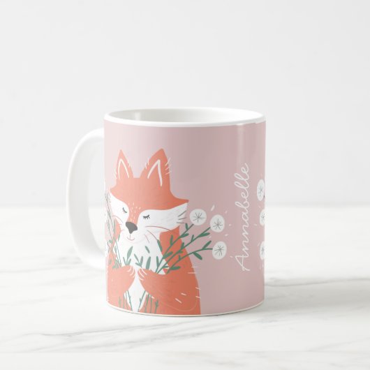 Mug Illustration Fox Fleurs d'odeur personnalisée (Devant gauche)