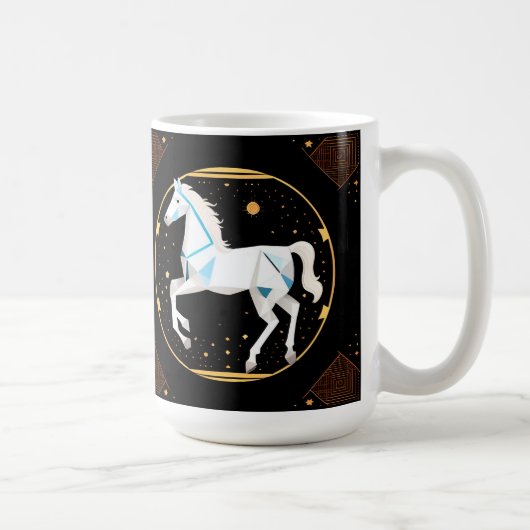 Mug Illustration géométrique abstraite de cheval blanc (Droite)