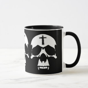 Mug Illustration gothique du crâne noir et blanc