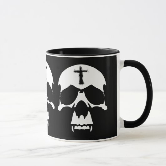 Mug Illustration gothique du crâne noir et blanc (Droite)