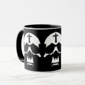 Mug Illustration gothique du crâne noir et blanc (Devant gauche)