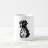 Mug Illustration Graphique Monochrome de Boxer Vintage (Centre)