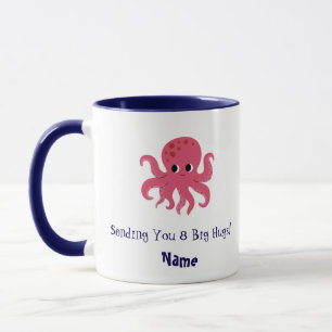 Mug Illustration Kawaii de Pieuvre Rose Adorable et Mi
