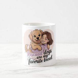 Mug Illustration Kawaii d'une fille mignonne qui enlac
