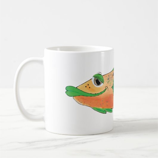 Mug Illustration lunatique de poissons dans l'orange (Gauche)