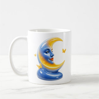 Mug Illustration Lune Bleue Céleste Brillante