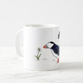 Mug Illustration mignonne de macareux avec le nom (Devant gauche)