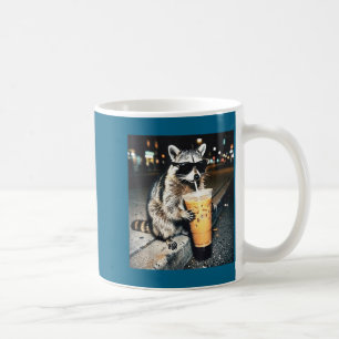 Mug Illustration mignonne de raton laveur drôle buvant
