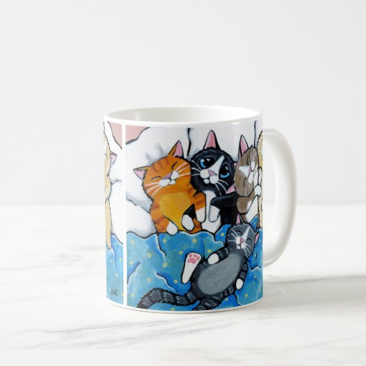 Mug Illustration mignonne de Sleepover de chaton (Devant droit)