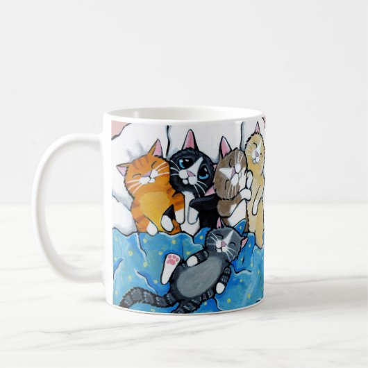 Mug Illustration mignonne de Sleepover de chaton (Gauche)