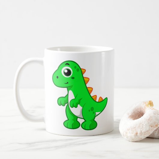 Mug Illustration Mignonne Du Tyrannosaurus Rex. (Avec donut)