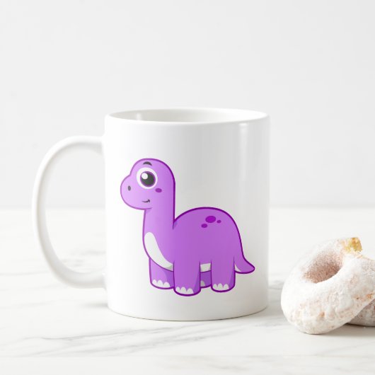 Mug Illustration Mignonne D'Un Brontosaurus Dinosaure. (Avec donut)