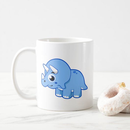 Mug Illustration Mignonne D'Un Dinosaure Tricératops. (Avec donut)