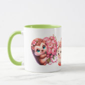 Mug Illustration mignonne d'un duo de hérissons florau (Gauche)