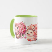 Mug Illustration mignonne d'un duo de hérissons florau (Devant gauche)