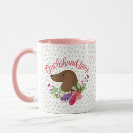Mug Illustration mignonne florale de Doxie d'amant de (Gauche)