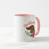 Mug Illustration mignonne florale de Doxie d'amant de (Devant droit)