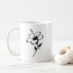 Mug Illustration minimaliste de l'Hibiscus par coup de