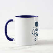 Mug Illustration nautique de la pieuvre bleue marine (Gauche)