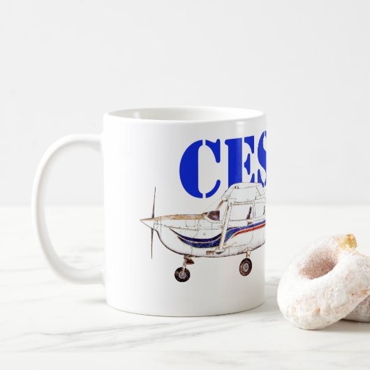 Mug Illustration of Cessna 172 Skyhawk Airplane Design (Avec donut)
