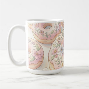 Mug Illustration Pastel de Donuts Rose Floral