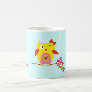 Mug Illustration personnalisée de la chouette jaune ro