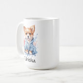 Mug Illustration personnalisée de l'aquarelle de chiot (Devant gauche)