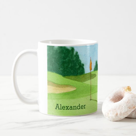 Mug Illustration personnalisée de vert de terrain de (Avec donut)