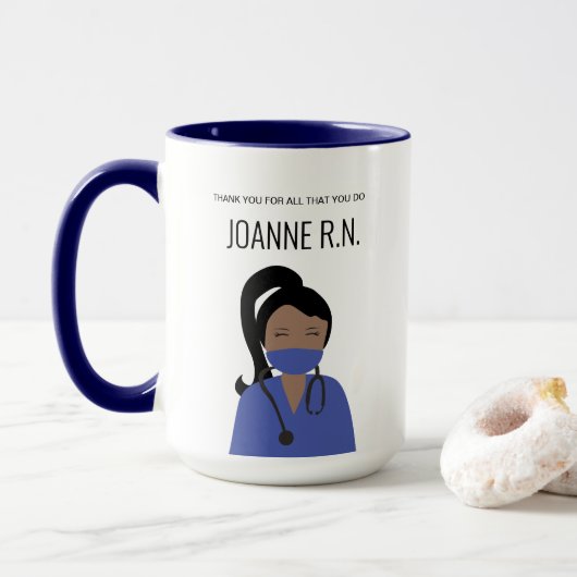 Mug Illustration personnalisée Infirmière Merci (Avec donut)