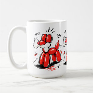 Mug Illustration Pop Art Chien Ballon Woof Rouge