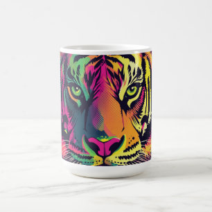 Mug Illustration Pop Art Tiger avec des couleurs néon