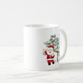 Mug Illustration Red Jolly Père Noël avec des arbres e (Devant droit)