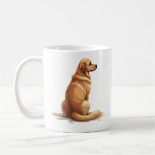 Mug Illustration Rétro de Retriever doré vu de dos pou