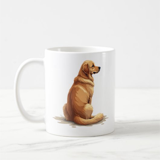 Mug Illustration Rétro de Retriever doré vu de dos pou (Gauche)